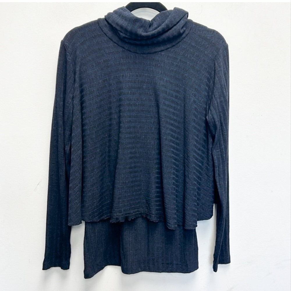 Atina Cristina navy turtle neck layered sweater